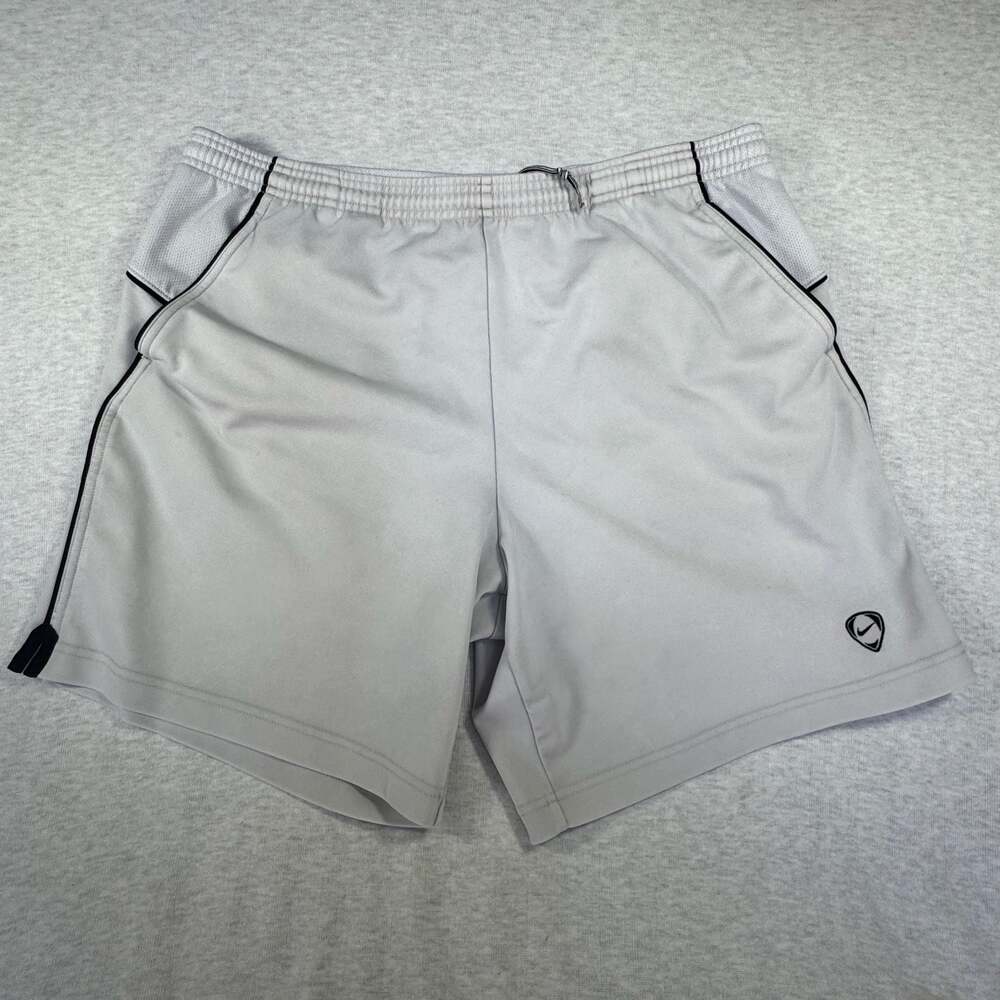 Nike Vintage Light Gray Athletic Shorts with Black Piping Size L
